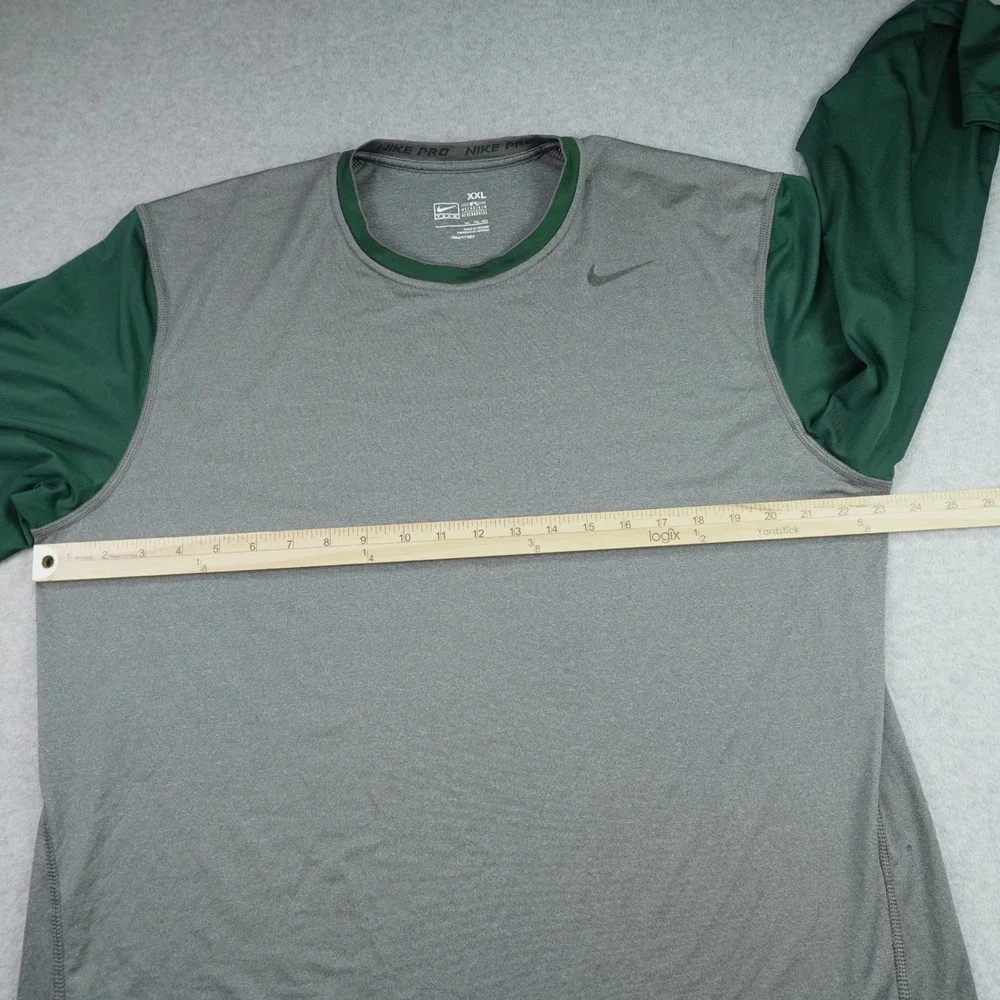 Nike Pro Shirt Mens XXL Gray Green Athletic Long Sleeve Nike FIT DRY MLB